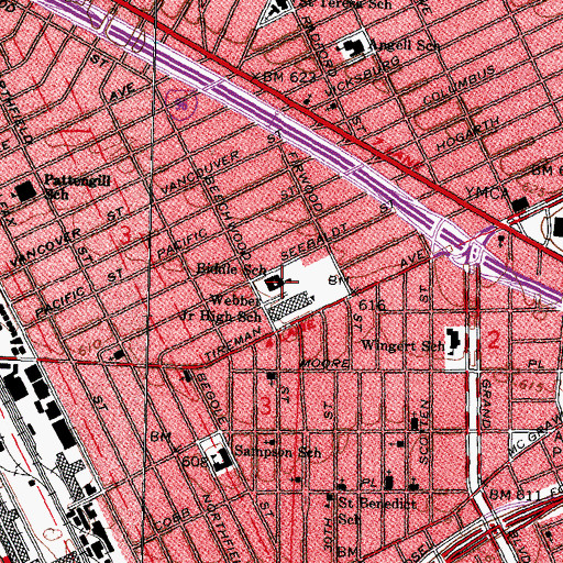 Topographic Map of Biddle School, MI