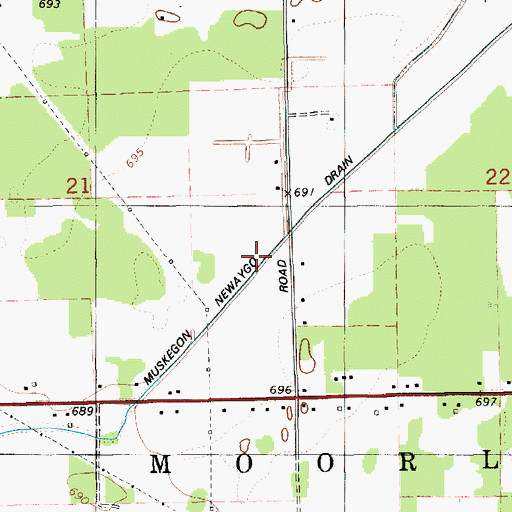 Topographic Map of Big and Outlet Drain, MI