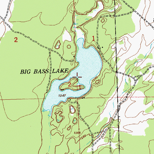 Topographic Map of Big Bass Lake, MI