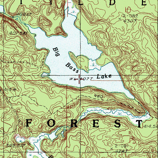 Topographic Map of Big Bass Lake, MI
