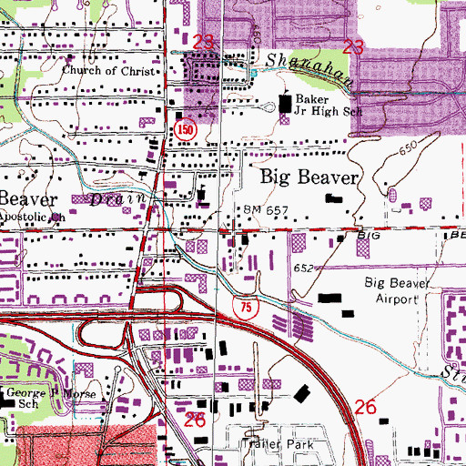 Topographic Map of Big Beaver, MI