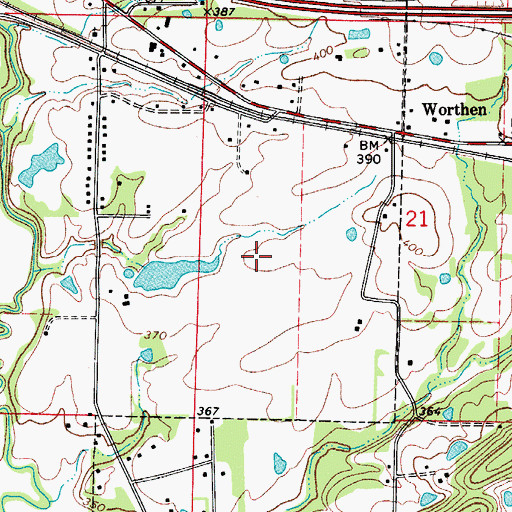 Topographic Map of Pottsville High School, AR