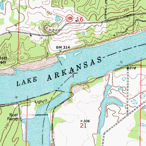 Topographic Map of Reeds Ferry (historical), AR