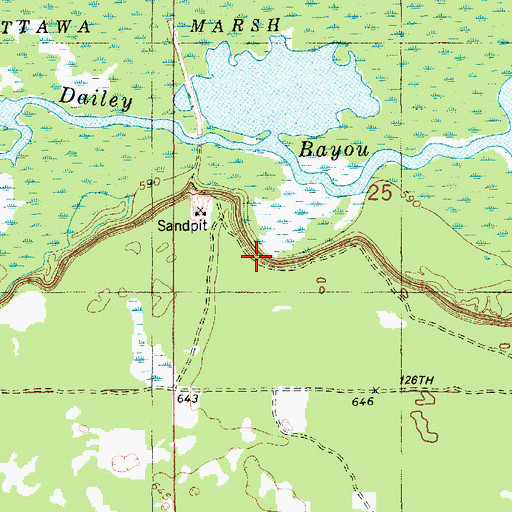 Topographic Map of Big Dailey Bayou, MI