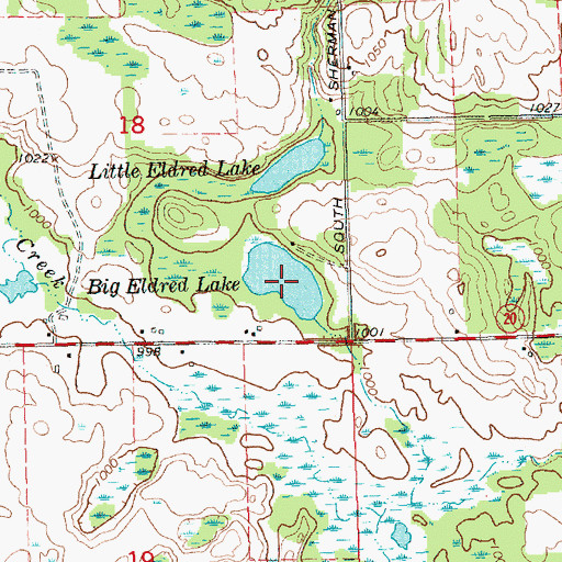 Topographic Map of Big Eldred Lake, MI