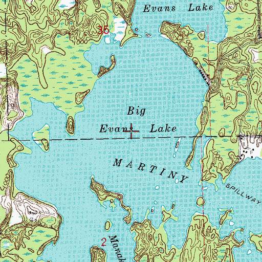 Topographic Map of Big Evans Lake, MI