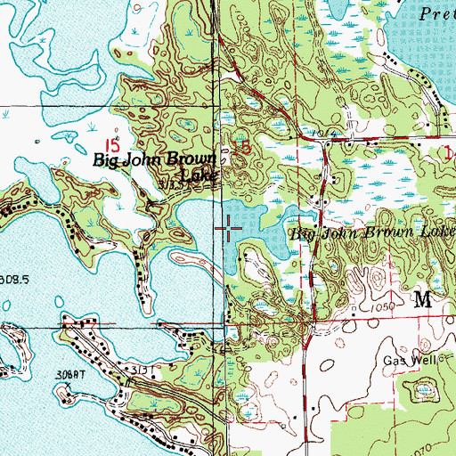 Topographic Map of Big John Brown Lake, MI