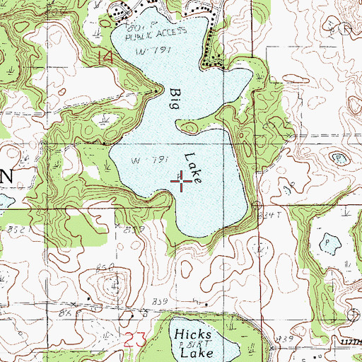 Topographic Map of Big Lake, MI
