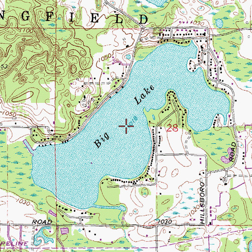 Topographic Map of Big Lake, MI