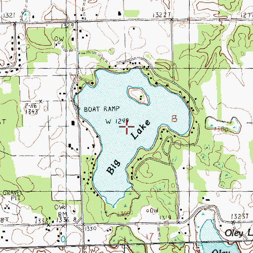 Topographic Map of Big Lake, MI