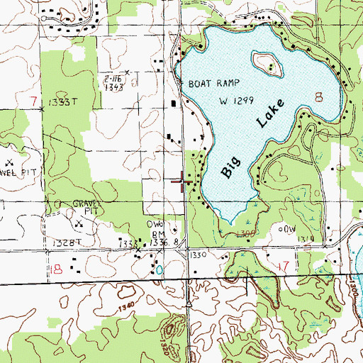 Topographic Map of Big Lake School, MI
