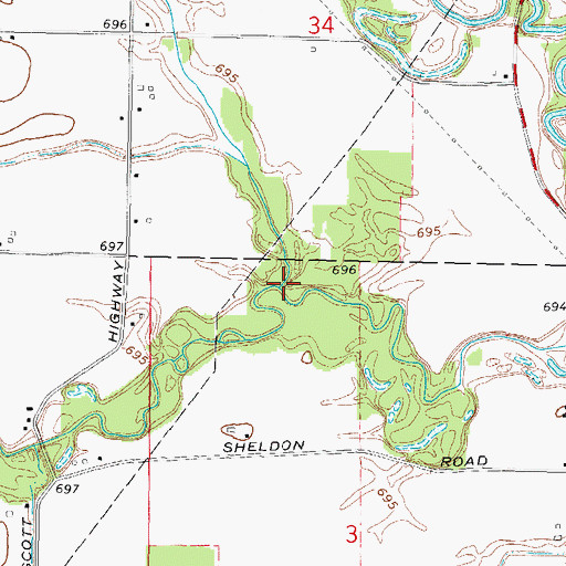 Topographic Map of Big Meadow Drain, MI