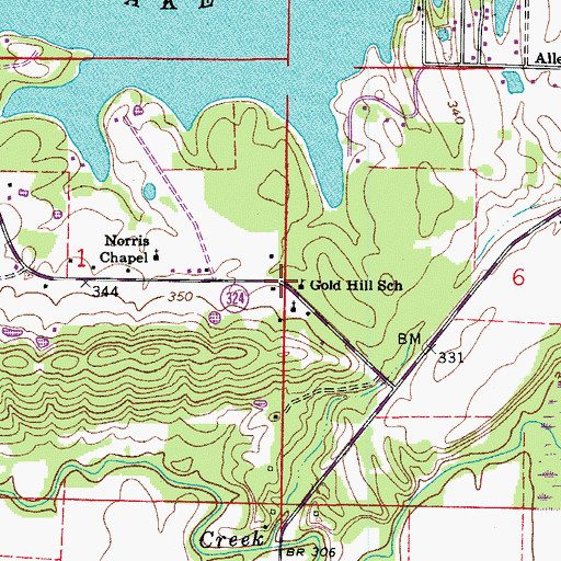 Topographic Map of Gold Hill, AR