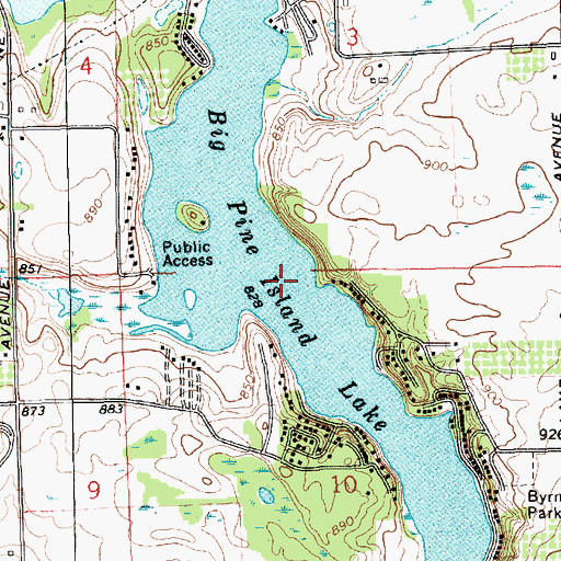 Topographic Map of Big Pine Island Lake, MI