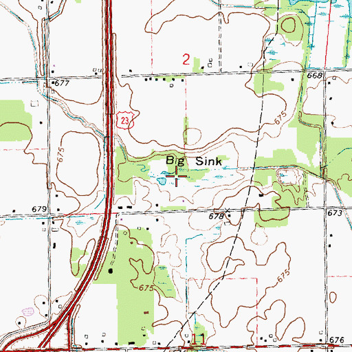 Topographic Map of Big Sink, MI