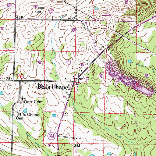 Topographic Map of Bells Chapel United Methodist Church, AR