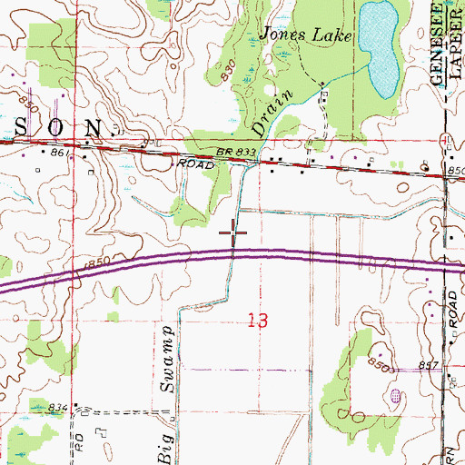 Topographic Map of Big Swamp Drain, MI