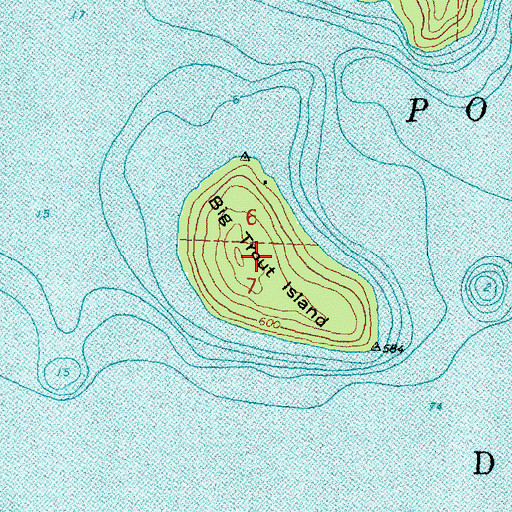Topographic Map of Big Trout Island, MI