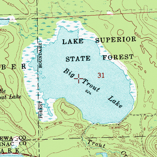Topographic Map of Big Trout Lake, MI