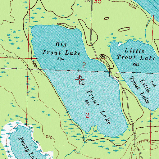 Topographic Map of Big Trout Lake, MI