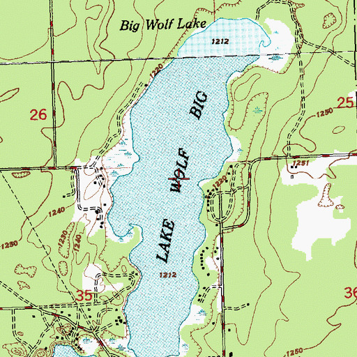 Topographic Map of Lake Big Wolf, MI