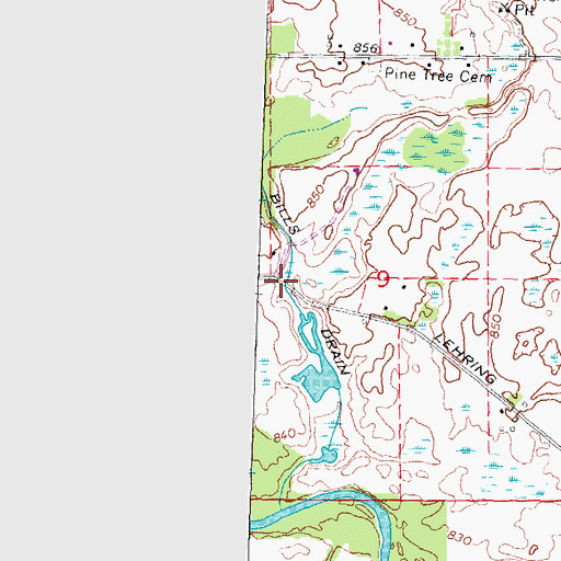 Topographic Map of Bills Drain, MI