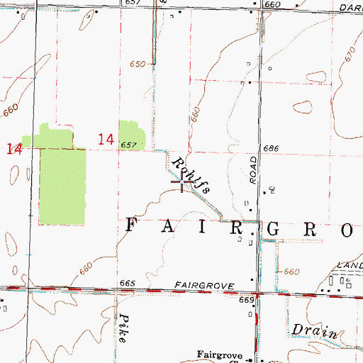 Topographic Map of Bills Rohlfs Drain, MI