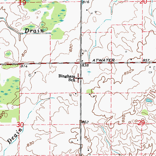 Topographic Map of Bingham School, MI