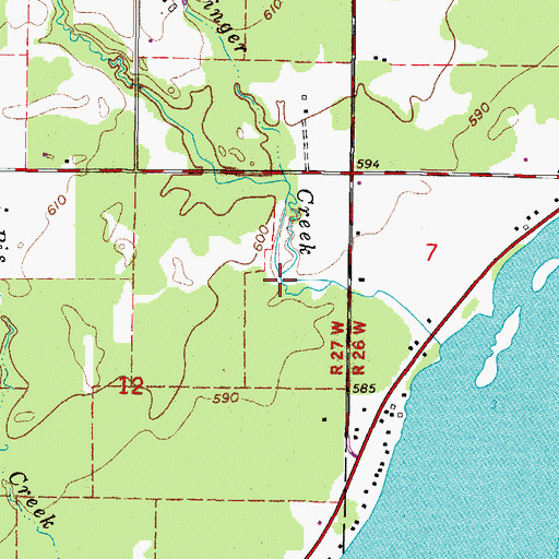 Topographic Map of Birch Creek, MI