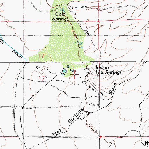 Topographic Map of Indian Hot Springs, AZ