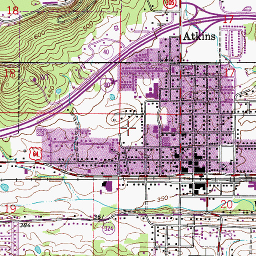 Topographic Map of Atkins High School, AR
