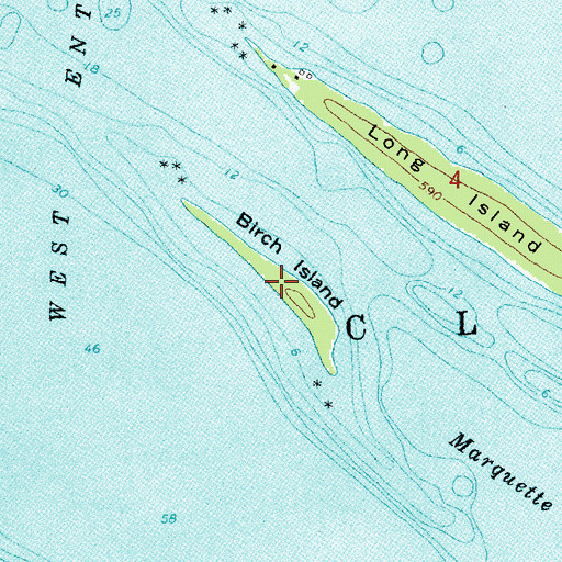 Topographic Map of Birch Island, MI