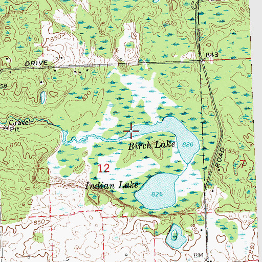 Topographic Map of Birch Lake, MI