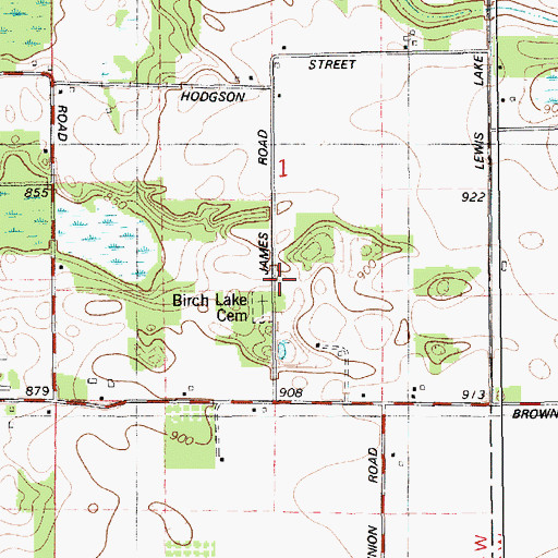Topographic Map of Birch Lake Church, MI