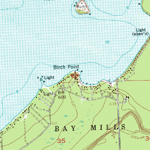 Topographic Map of Birch Point, MI