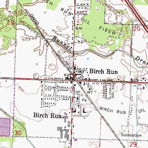 Topographic Map of Birch Run, MI