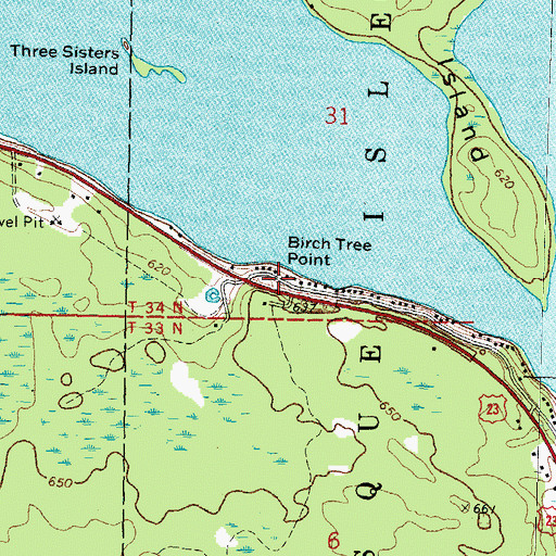 Topographic Map of Birch Tree Point, MI