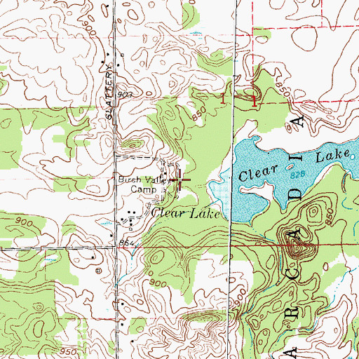 Topographic Map of Birch Valley Camp, MI