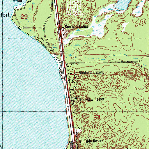Topographic Map of Birchens Cabins, MI
