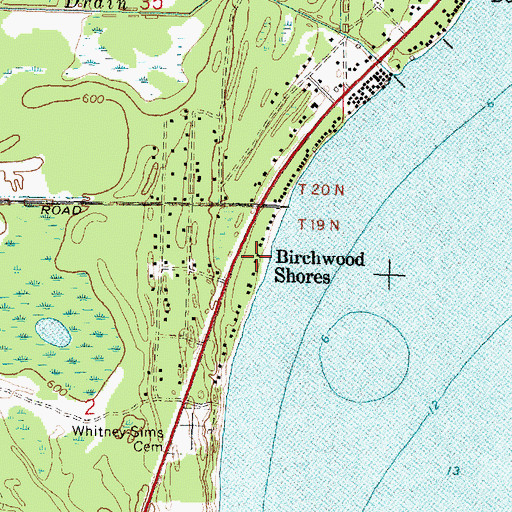 Topographic Map of Birchwood Shores, MI