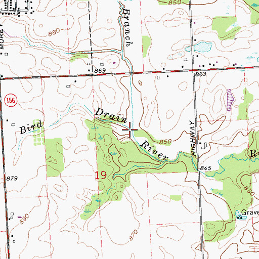 Topographic Map of Bird Drain, MI