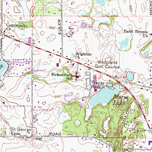 Topographic Map of Birkenstock School, MI