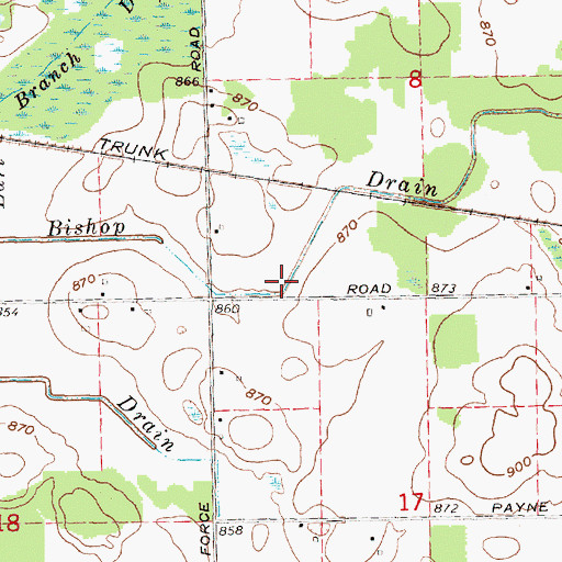 Topographic Map of Bishop Drain, MI