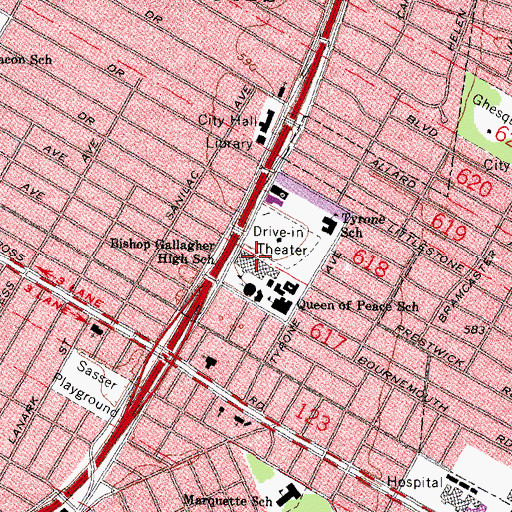 Topographic Map of Bishop Gallagher High School, MI