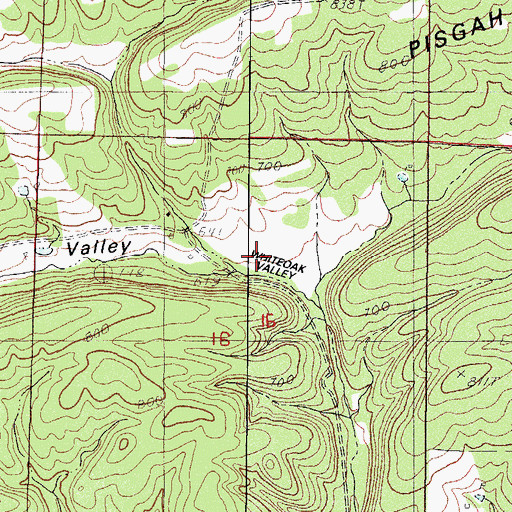 Topographic Map of Whiteoak Valley, AR
