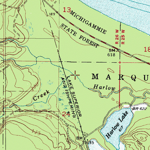 Topographic Map of Bismark Creek, MI