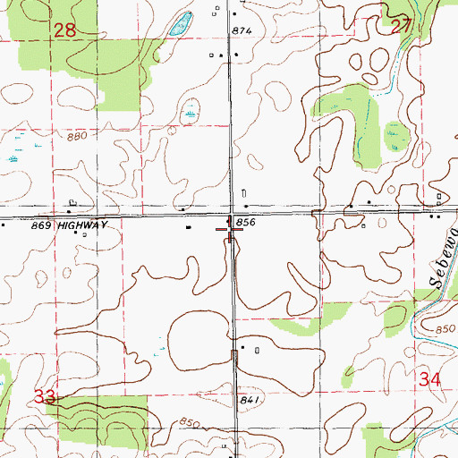 Topographic Map of Bismark School, MI