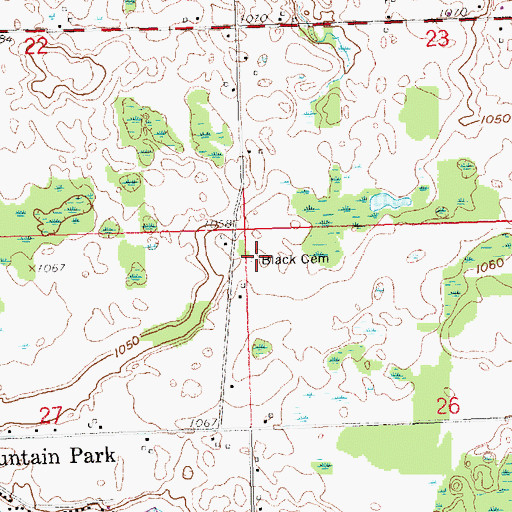 Topographic Map of Black Cemetery, MI