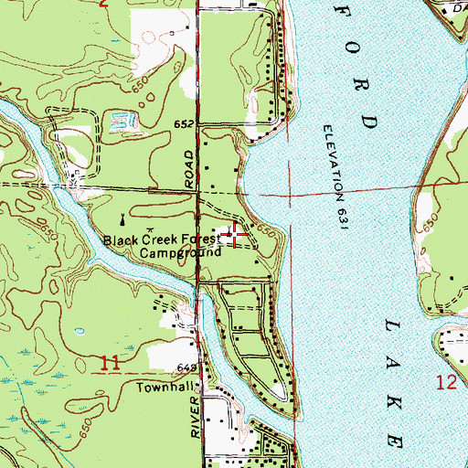 Topographic Map of Black Creek Forest Campground, MI
