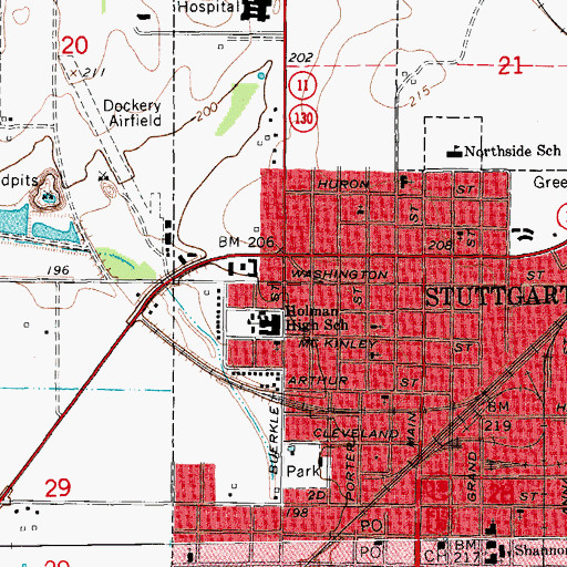 Topographic Map of Allen Temple Baptist Church, AR